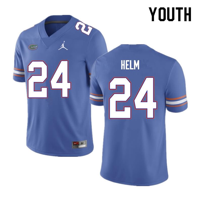 Youth NCAA Florida Gators Avery Helm #24 Stitched Authentic Nike Blue College Football Jersey YKS4565BH